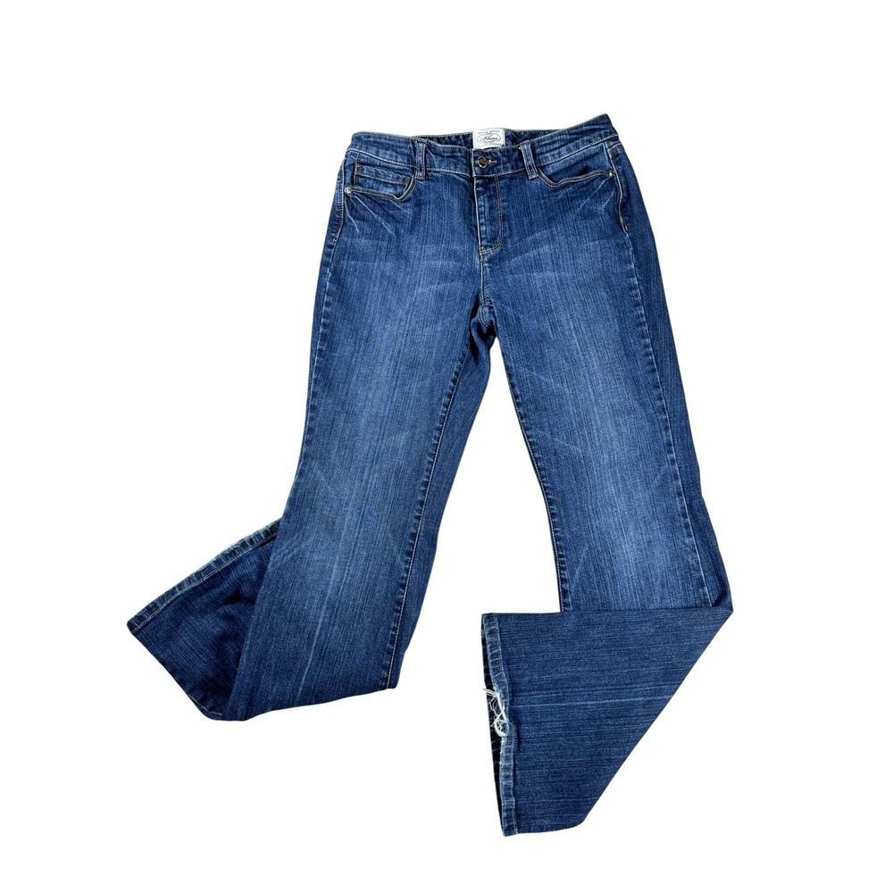 White House Black Market Blanc Flare Jeans Medium Wash Blue Denim Size 6S
